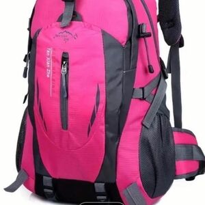 Pink and Black Sporty Backpack with Water-Resistant Material